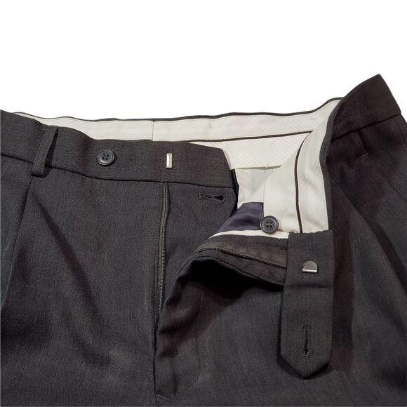 Eddie Domani Straight Leg Trousers 36 x 32 Mens 4 Pocket Pleated Slate Grey - Picture 5 of 10
